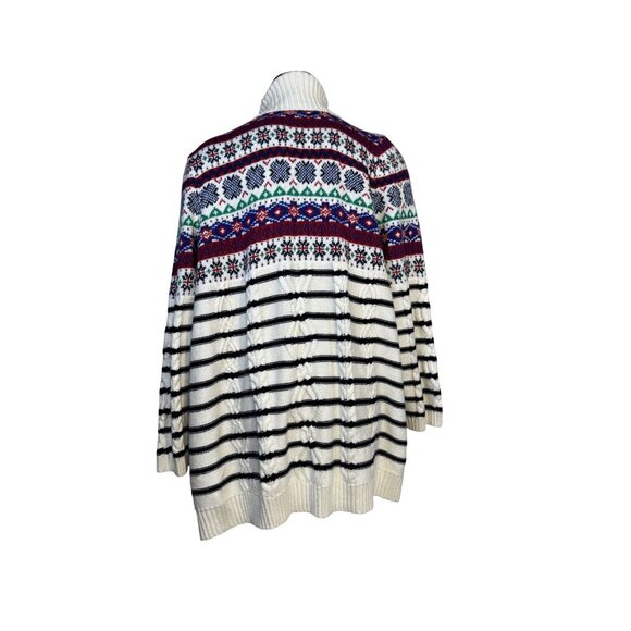 Talbots Womens Plus 3X Fair Isle Open Cardigan Sweater Multicolor Cotton Blend - Picture 4 of 7